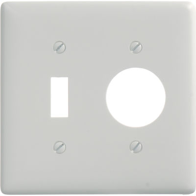 Bryant NP17W Toggle Single Combo Plate, 2-Gang, Standard, White Nylon