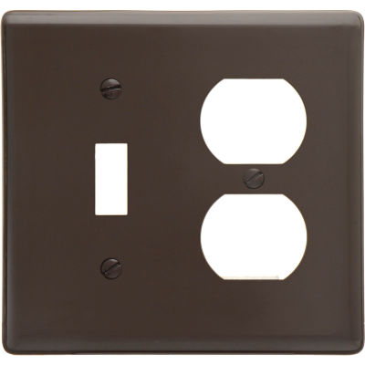 Bryant NP18 Toggle Duplex Combo Plate, 2-Gang, Standard, Brown Nylon