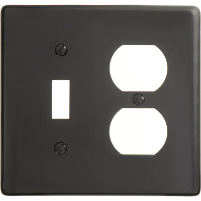 Bryant NP18BK Toggle Duplex Combo Plate, 2-Gang, Standard, Black Nylon