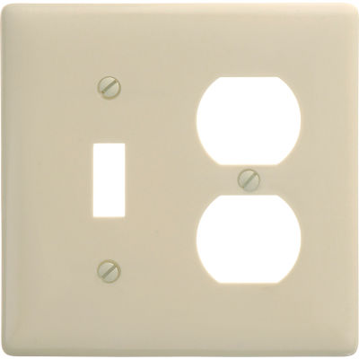 Bryant NP18I Toggle Duplex Combo Plate, 2-Gang, Standard, Ivory Nylon