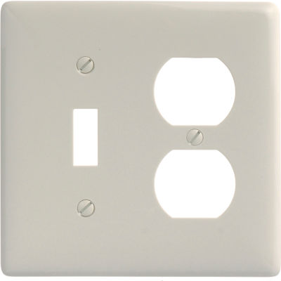 Bryant NP18LA Toggle Duplex Combo Plate, 2-Gang, Standard, Light Almond Nylon