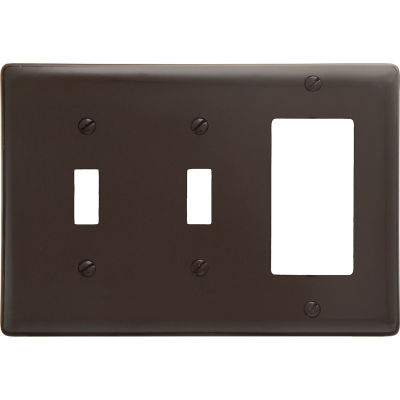 Bryant NP226 Toggle Styleline Combo Plate, 3-Gang, Standard, Brown Nylon, 1Toggle