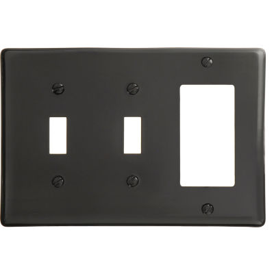 Bryant NP226BK Toggle Styleline Combo Plate, 3-Gang, Standard, Black Nylon, 2 Toggle