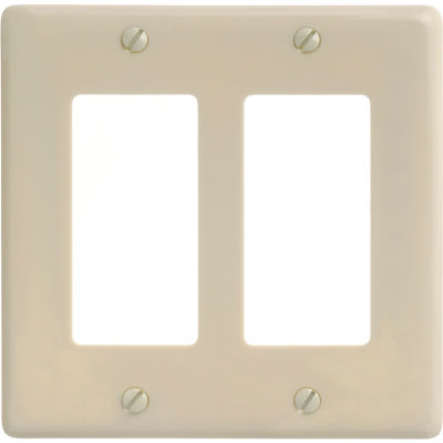 Bryant NP262I Styleline Rectangular Plate, 2-Gang, Standard, Ivory Nylon