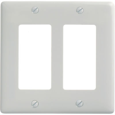 Bryant NP262W Styleline Rectangular Plate, 2-Gang, Standard, White Nylon