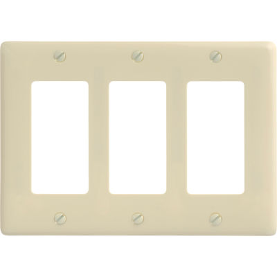 Bryant NP263AL Styleline Rectangular Plate, 3-Gang, Standard, Almond Nylon