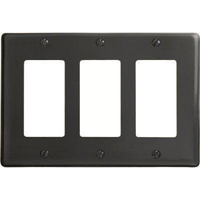 Bryant NP263BK Styleline Rectangular Plate, 3-Gang, Standard, Black Nylon
