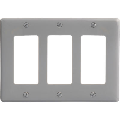 Bryant NP263GY Styleline Rectangular Plate, 3-Gang, Standard, Gray Nylon