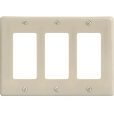 Bryant NP263I Styleline Rectangular Plate, 3-Gang, Standard, Ivory Nylon
