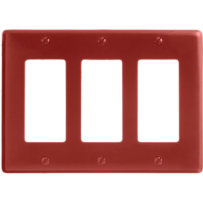 Bryant NP263R Styleline Rectangular Plate, 3-Gang, Standard, Red Nylon