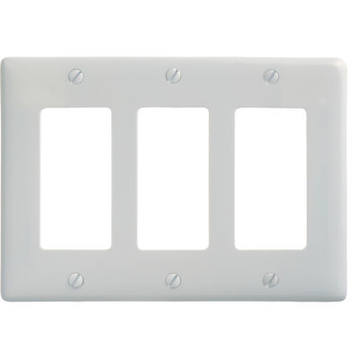 Bryant NP263W Styleline Rectangular Plate, 3-Gang, Standard, White Nylon