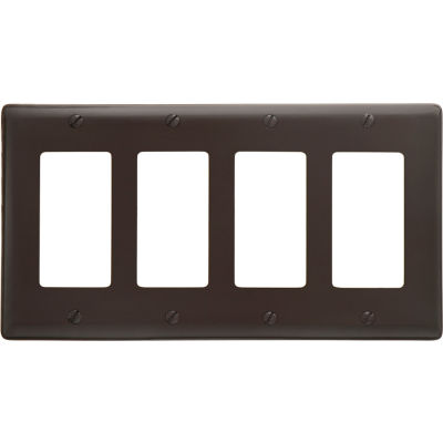 Bryant NP264 Styleline Rectangular Plate, 4-Gang, Standard, Brown Nylon