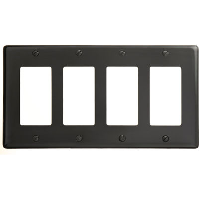 Bryant NP264BK Styleline Rectangular Plate, 4-Gang, Standard, Black Nylon
