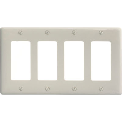 Bryant NP264LA Styleline Rectangular Plate, 4-Gang, Standard, Light Almond Nylon