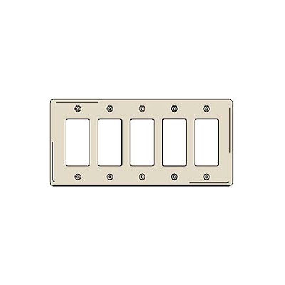 Bryant NP265LA Styleline Rectangular Plate, 5-Gang, Standard, Light Almond, Nylon