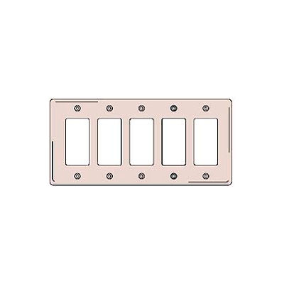 Bryant NP265I Styleline Rectangular Plate, 5-Gang, Standard, Ivory Nylon