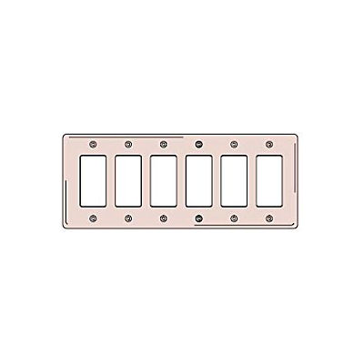 Bryant NP266I Styleline Rectangular Plate, 6-Gang, Standard, Ivory Nylon