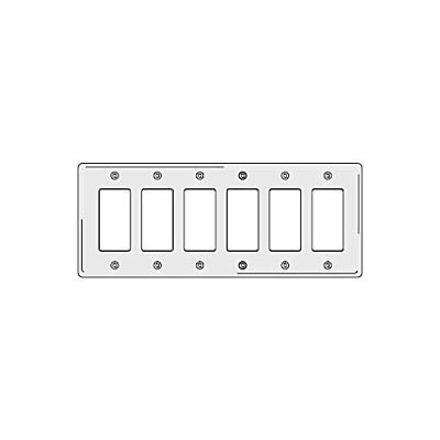 Bryant NP266W Styleline Rectangular Plate, 6-Gang, Standard, White Nylon
