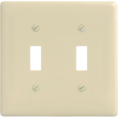 Bryant NP2AL Toggle Plate, 2-Gang, Standard, Almond Nylon