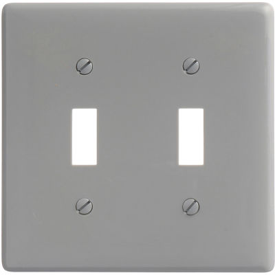 Bryant NP2GY Toggle Plate, 2-Gang, Standard, Gray Nylon