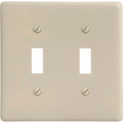 Bryant NP2I Toggle Plate, 2-Gang, Standard, Ivory Nylon