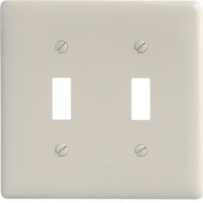 Bryant NP2LA Toggle Plate, 2-Gang, Standard, Light Almond Nylon