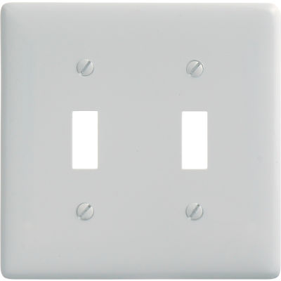 Bryant NP2W Toggle Plate, 2-Gang, Standard, White Nylon