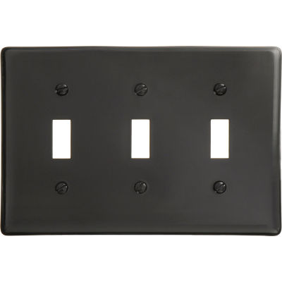 Bryant NP3BK Toggle Plate, 3-Gang, Standard, Black Nylon