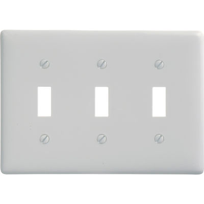 Bryant NP3W Toggle Plate, 3-Gang, Standard, White Nylon