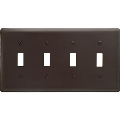 Bryant NP4 Toggle Plate, 4-Gang, Standard, Brown Nylon