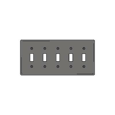 Bryant NP5GY Toggle Plate, 5-Gang, Standard, Gray Nylon