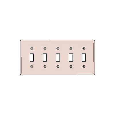 Bryant NP5I Toggle Plate, 5-Gang, Standard, Ivory Nylon