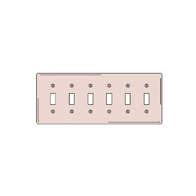 Bryant NP6I Toggle Plate, 6-Gang, Standard, Ivory Nylon