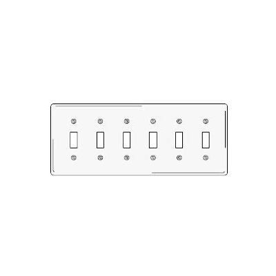 Bryant NP6W Toggle Plate, 6-Gang, Standard, White Nylon