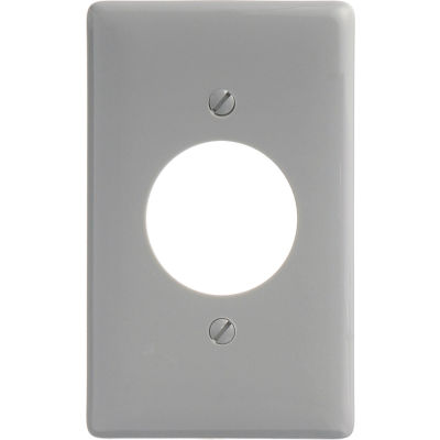 Bryant NP720GY Single Receptacle Plate, 1-Gang, Standard, Gray Nylon, 1.60 open