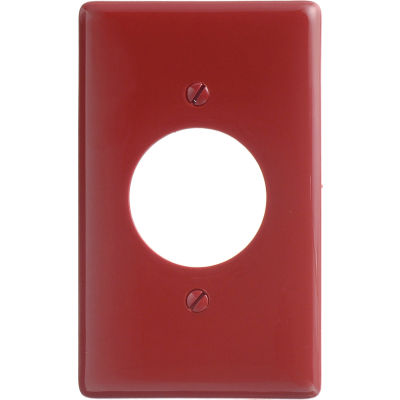 Bryant NP720R Single Receptacle Plate, 1-Gang, Standard, Red Nylon, 1.60 open