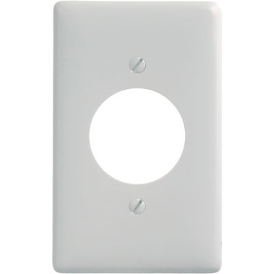 Bryant NP720W Single Receptacle Plate, 1-Gang, Standard, White Nylon, 1.60 open