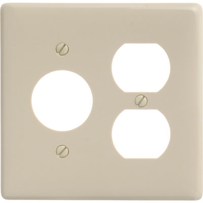 Bryant NP78I Single Duplex Combo Plate, 2-Gang, Standard, Ivory Nylon