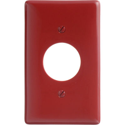 Bryant NP7R Single Receptacle Plate, 1-Gang, Standard, Red Nylon, 1.40 open