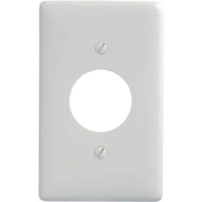 Bryant NP7W Single Receptacle Plate, 1-Gang, Standard, White Nylon, 1.40 open