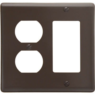Bryant NP826 Duplex Styleline Combo Plate, 2-Gang, Standard, Brown Nylon