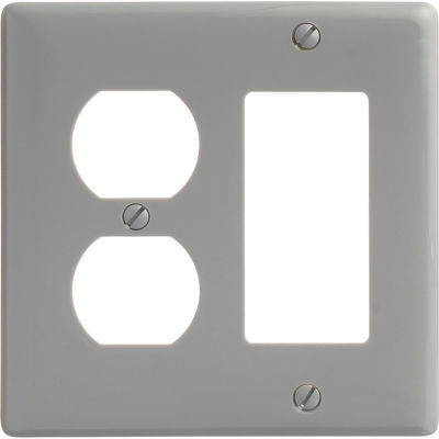 Bryant NP826GY Duplex Styleline Combo Plate, 2-Gang, Standard, Gray Nylon