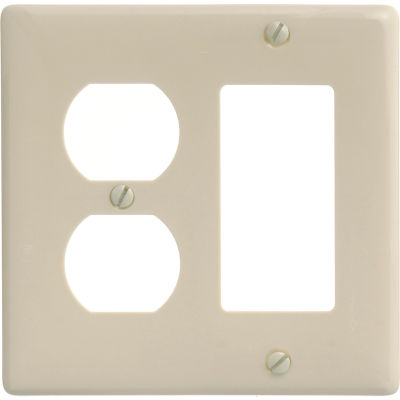 Bryant NP826I Duplex Styleline Combo Plate, 2-Gang, Standard, Ivory Nylon