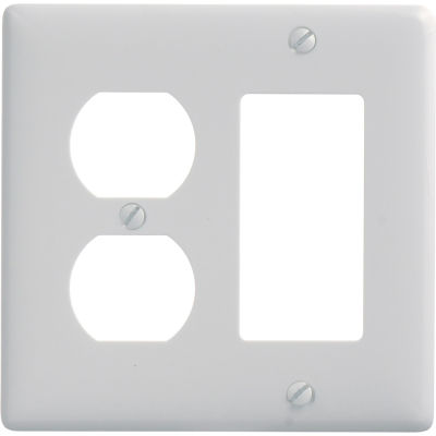 Bryant NP826W Duplex Styleline Combo Plate, 2-Gang, Standard, White Nylon