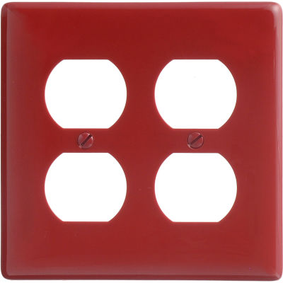 Bryant NP82R Duplex Plate, 2-Gang, Standard, Red Nylon