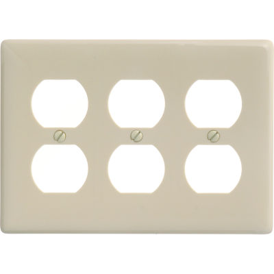 Bryant NP83I Duplex Plate, 3-Gang, Standard, Ivory Nylon