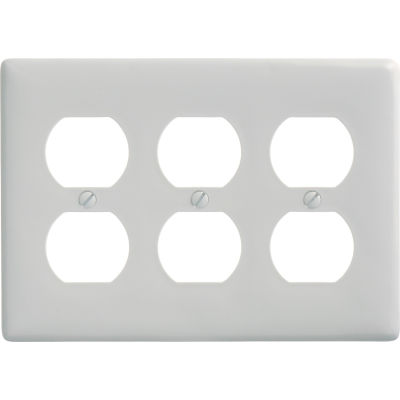 Bryant NP83W Duplex Plate, 3-Gang, Standard, White Nylon