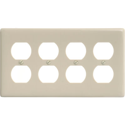 Bryant NP84I Duplex Plate, 4-Gang, Standard, Ivory Nylon