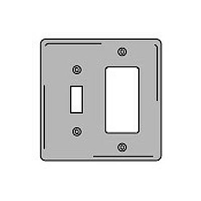 Bryant NPJ126GY Toggle Styleline Combo Plate, 2-Gang, Mid-Size, Gray Nylon