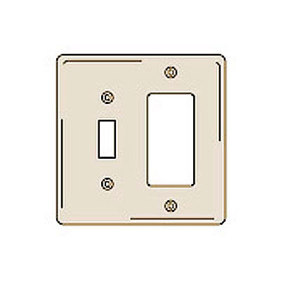 Bryant NPJ126I Toggle Styleline Combo Plate, 2-Gang, Mid-Size, Ivory Nylon